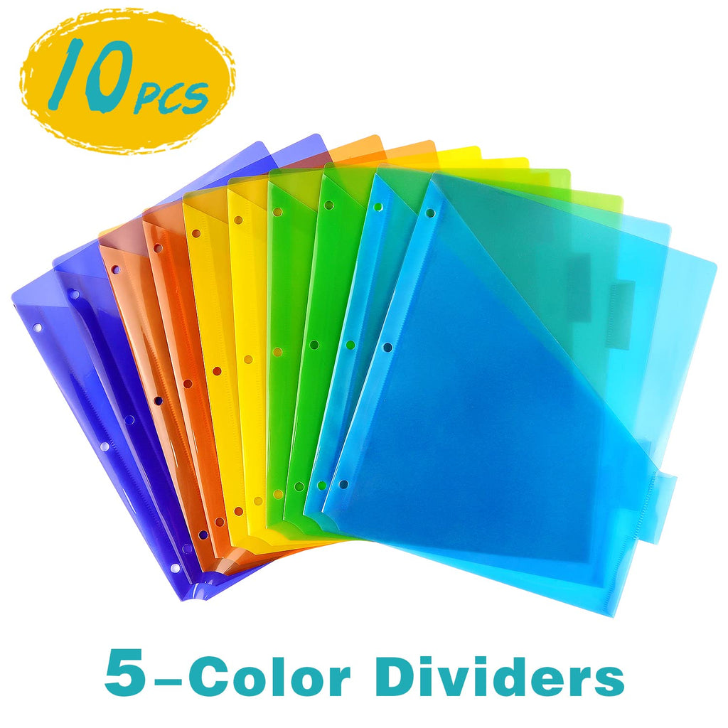 Premium Plastic Binder Dividers with Pocket, 10 pcs in 5 vibrant colors. 100% Authentic, available at Curat Cart, India.