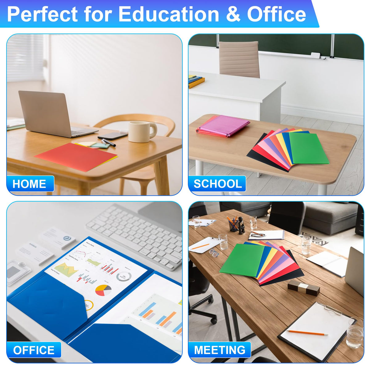 Colorful plastic folders with pockets ideal for education and office use. Elevate your organization with Curat Cart products.
