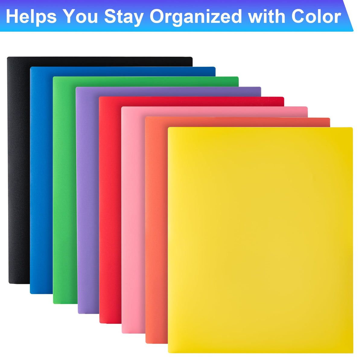 Colorful plastic folders with pockets, perfect for organization. Available at Curat Cart for 100% authentic quality in India.
