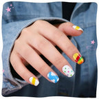 Genuine Plauva 26-piece French tip press-on nails with vibrant colors and fun designs for stylish manicures.