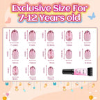 Plauva 26-piece French tip press-on nails for ages 7-12. Available in India. Order online for a stylish look!