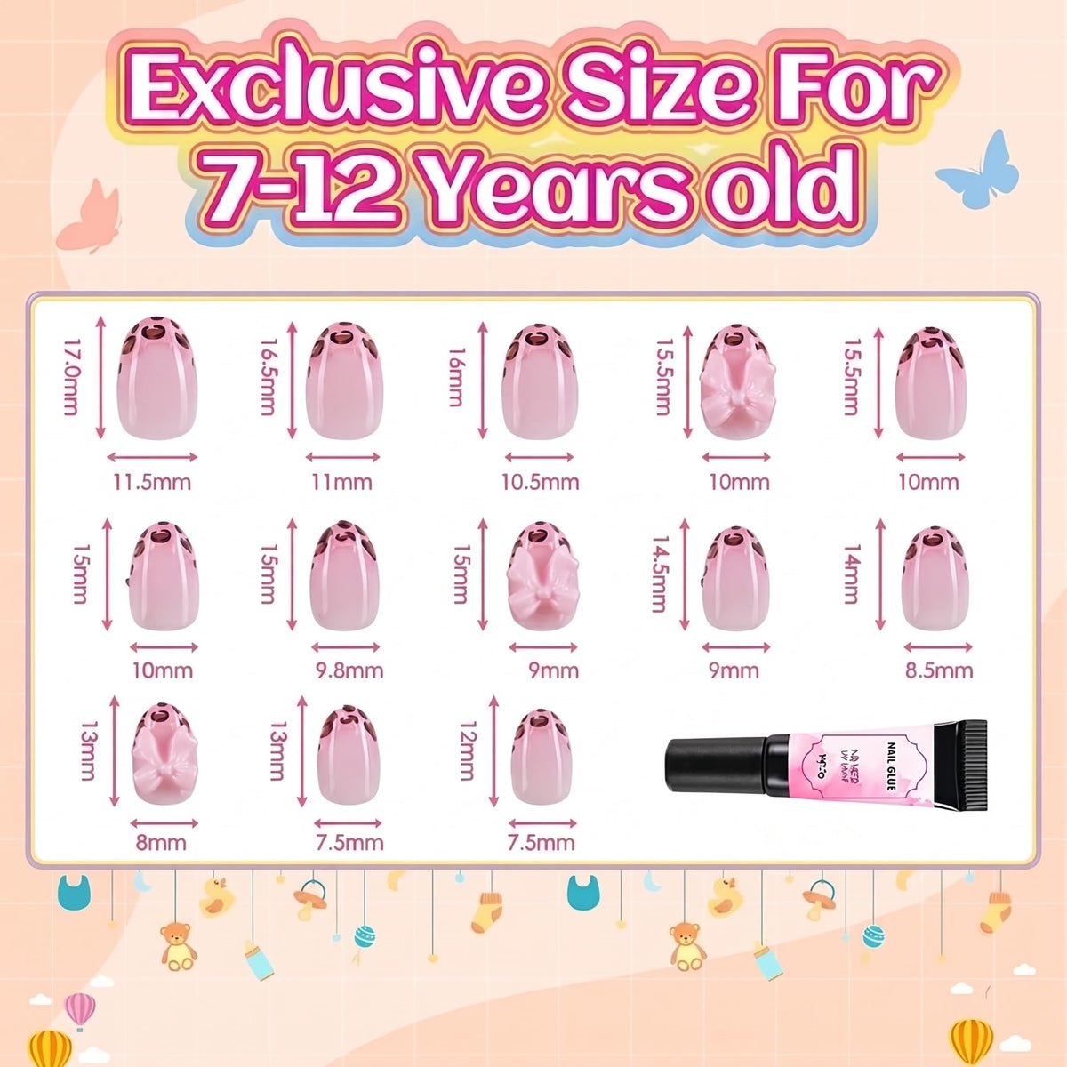 Plauva 26-piece French tip press-on nails for ages 7-12. Available in India. Order online for a stylish look!
