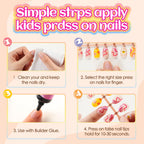 Discover 26 vibrant French tip press-on nails. Easy application with Builder Glue. Verified by CuratCart for trust.