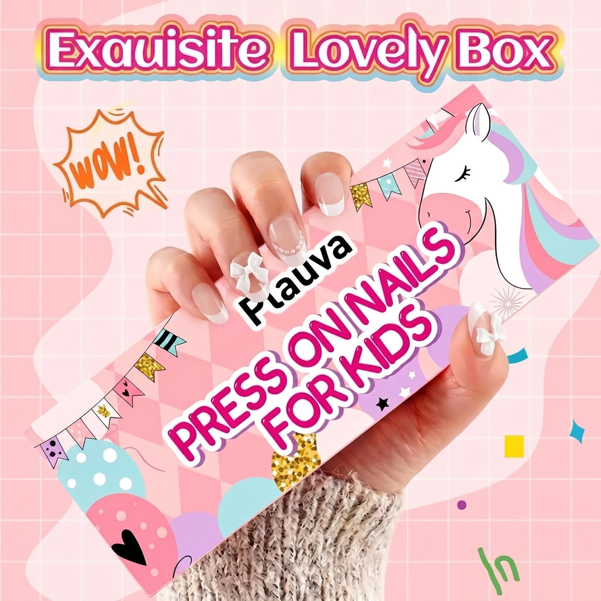 Discover Plauva's 26-piece French tip press-on nails for kids. Available online—perfect for fun and easy nail art!