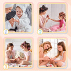 Little girls applying French tip press-on nails with smiles, showcasing fun bonding moments. Verified by CuratCart.