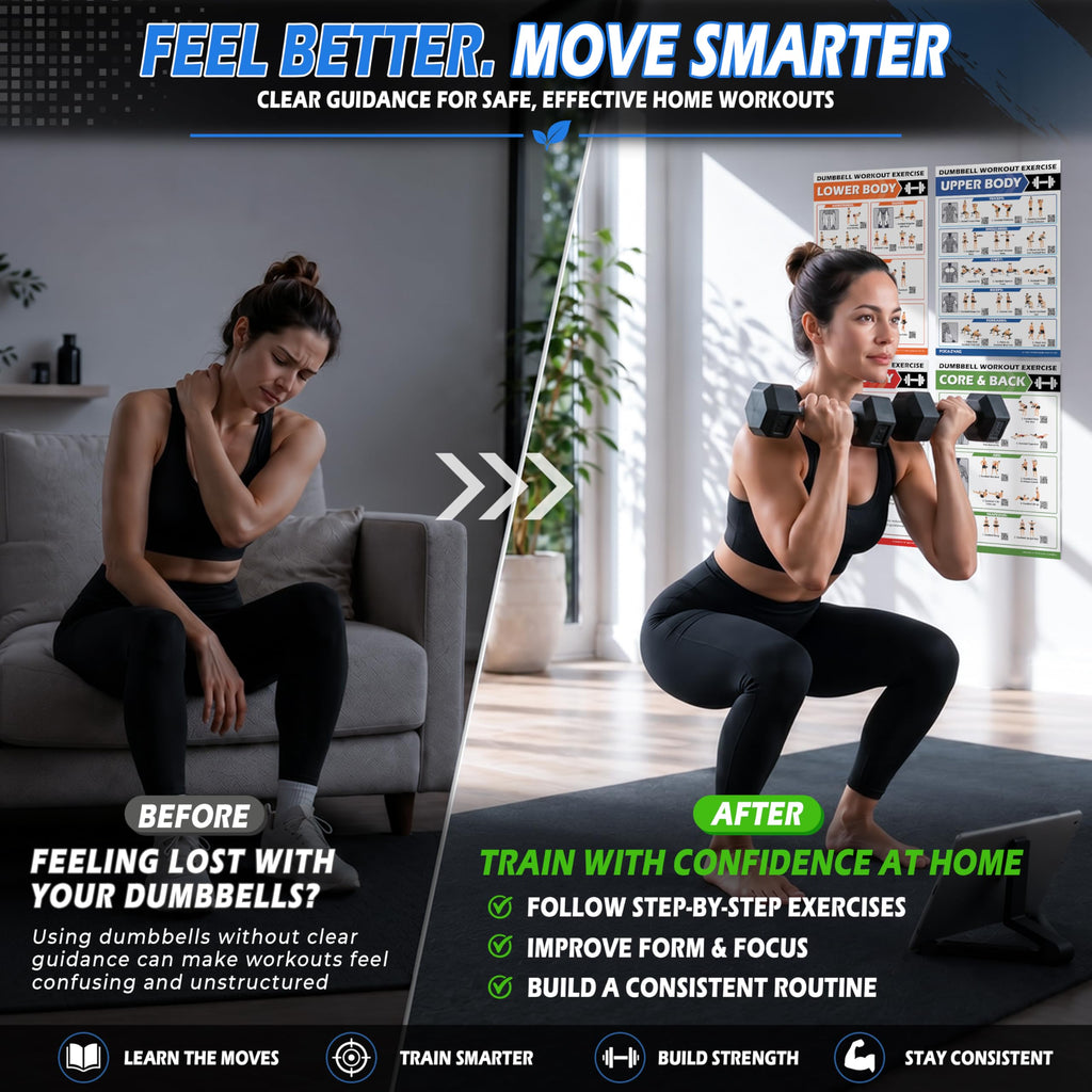 POCAZONE Dumbbell Workout Posters for guided exercises. 100% Authentic, available at Curat Cart in India. Enhance your fitness journey.