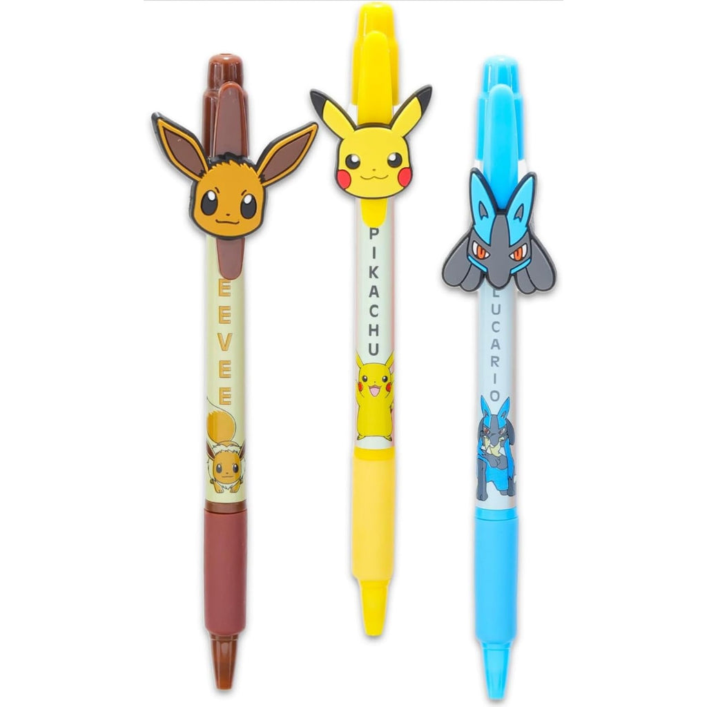 Discover the Pokemon 3 Pack Pens featuring Eevee, Pikachu, and Lucario. 100% Authentic and available at Curat Cart in India.