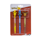 Premium imported Pokémon 3 pack pens featuring Pikachu, Lucario, and Eevee. Ideal for fans, available at Curat Cart.