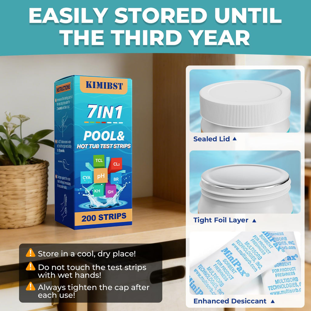 Discover premium 7-in-1 Professional Hot Tub Test Strips, exclusively curated by Curat Cart for optimal pool care. Perfect for easy storage.