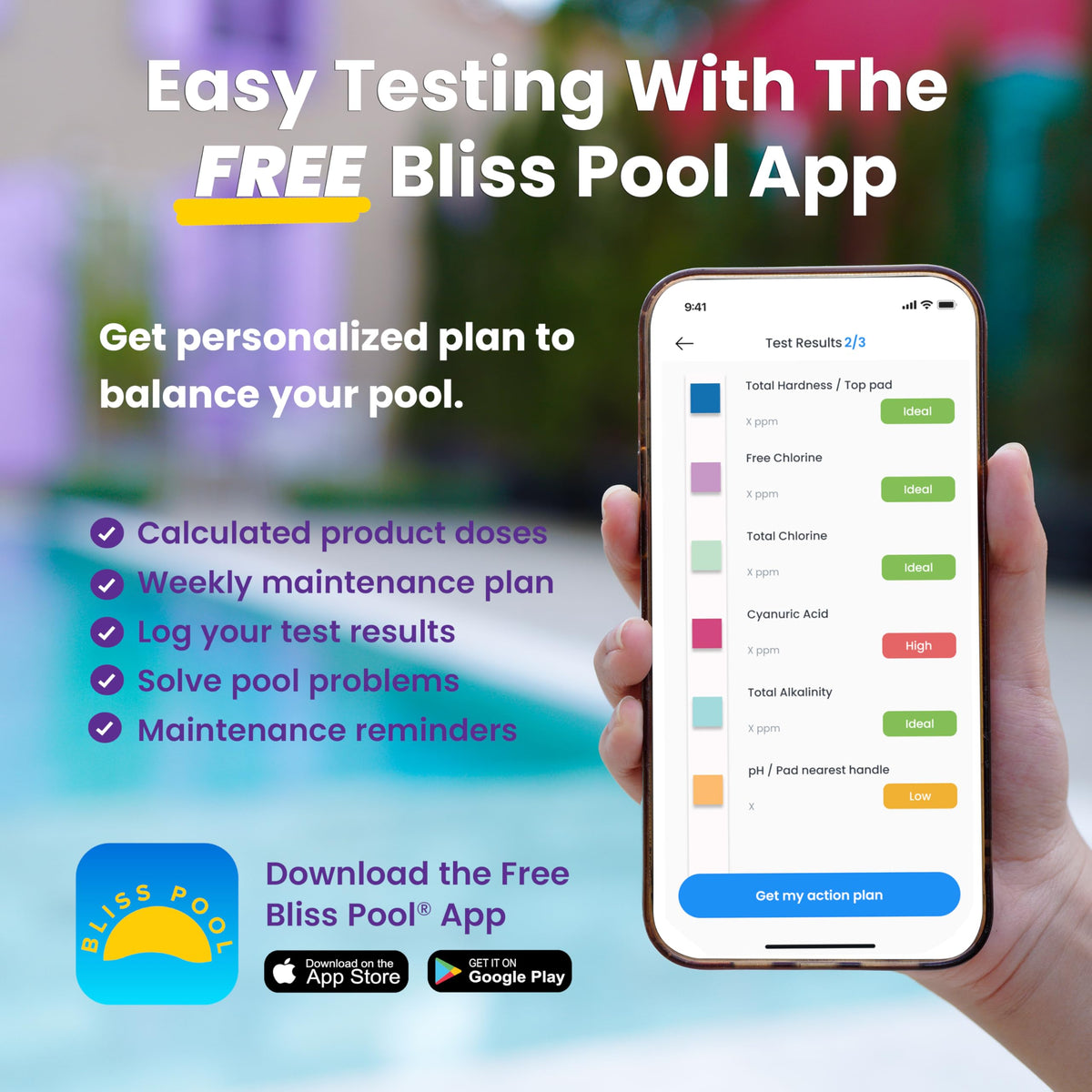 7 in 1 Pool Test Strips in official packaging for precise water quality testing, available at Curat Cart. Enjoy easy maintenance.