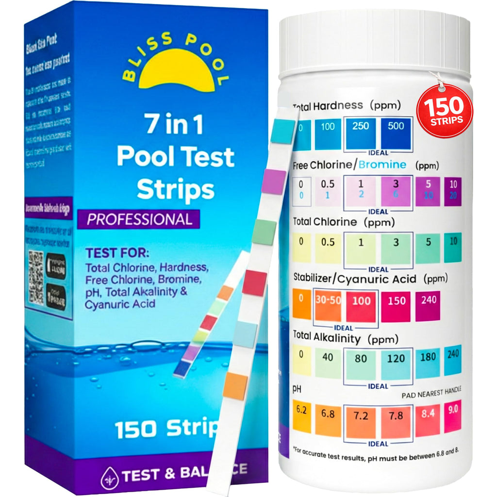 Discover premium imported 7 in 1 Pool Test Strips for accurate water testing at Curat Cart. Ideal for maintaining pool quality.