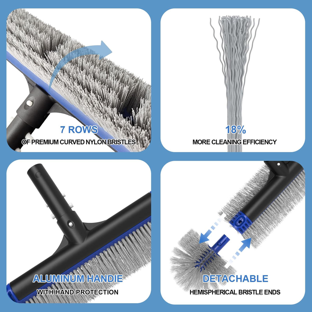 Discover the Poolvio Pool Cleaning Kit, a premium import featuring advanced nylon bristles for superior cleaning efficiency. Available at Curat Cart.