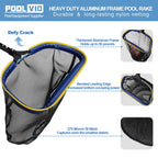 Discover the Poolvio Pool Cleaning Kit, featuring a durable aluminum frame and fine mesh for effortless cleaning. Specially curated by Curat Cart.