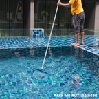 POOLWHALE Adjustable Swimming Pool Pole in action, perfect for premium imported pool maintenance. Available at Curat Cart.