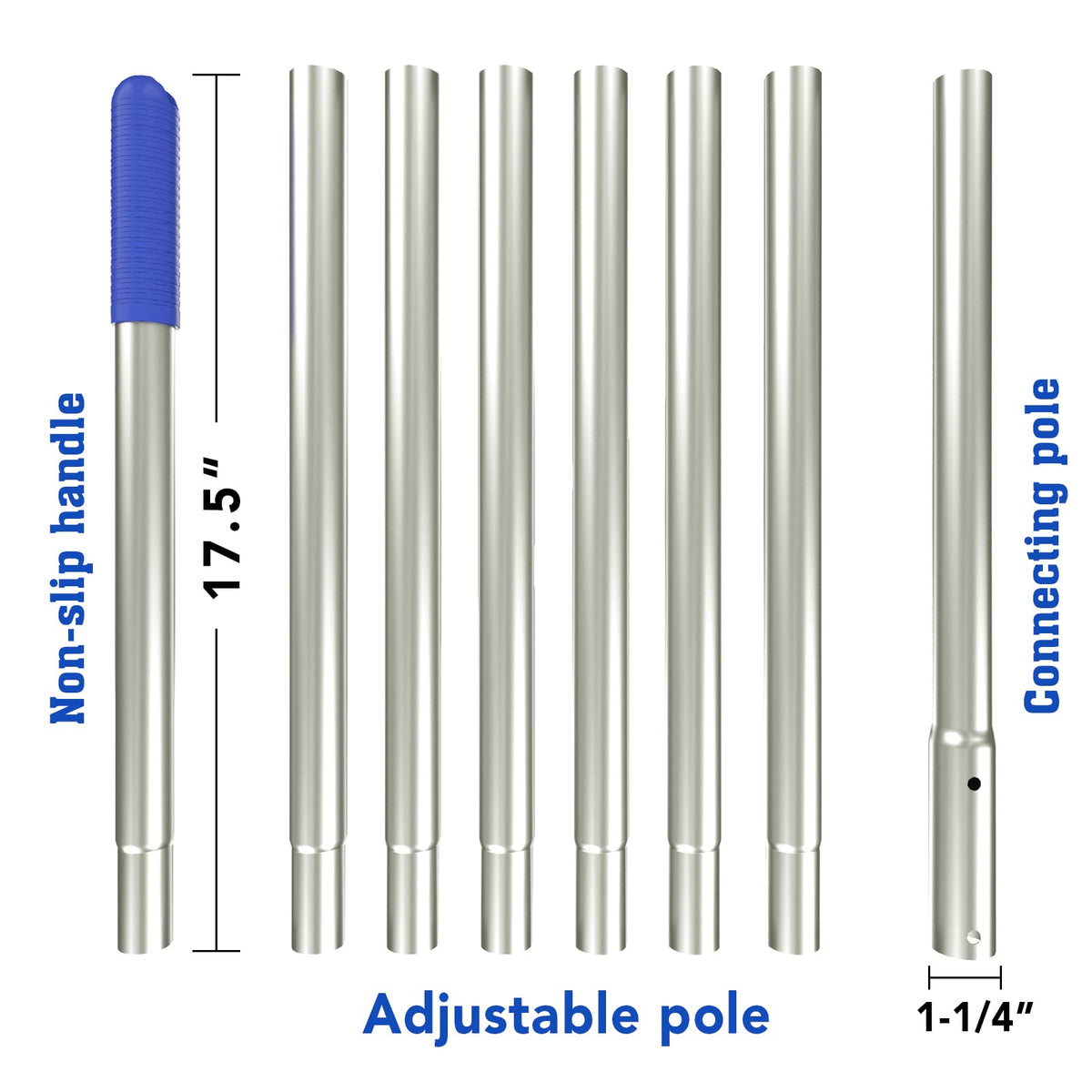 POOLWHALE Adjustable Swimming Pool Pole with a non-slip handle in high-quality finish, available at Curat Cart.