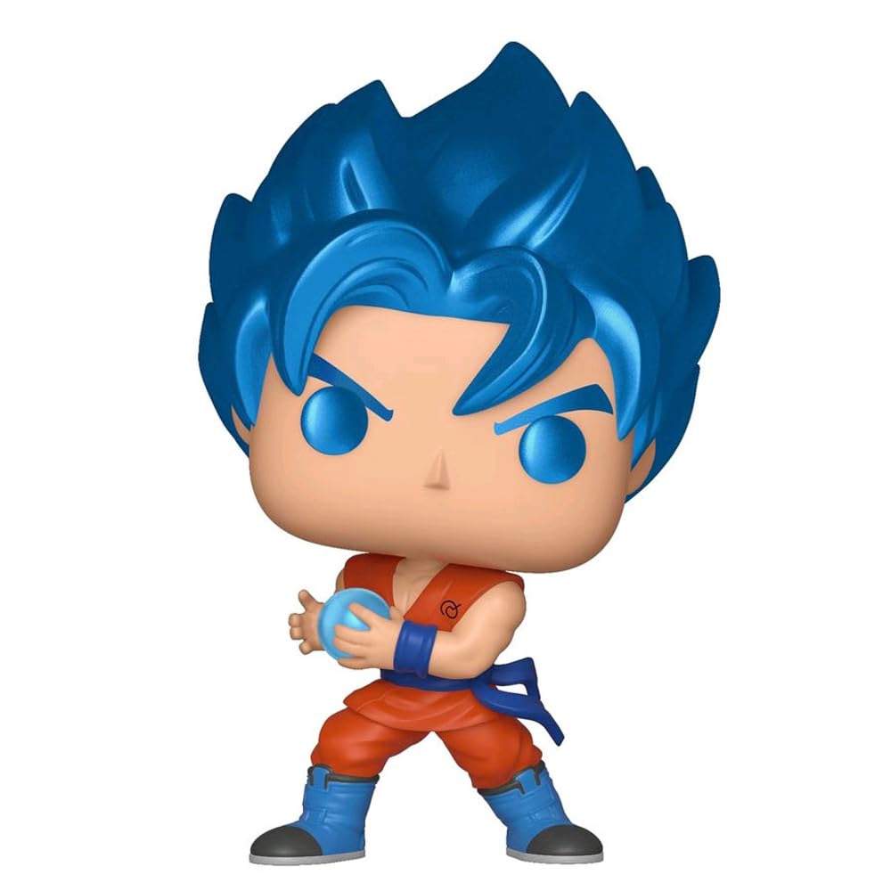 Authentic POP Funko Dragon Ball Super Goku S figure with vibrant blue hair and determined expression, 100% genuine collectible.