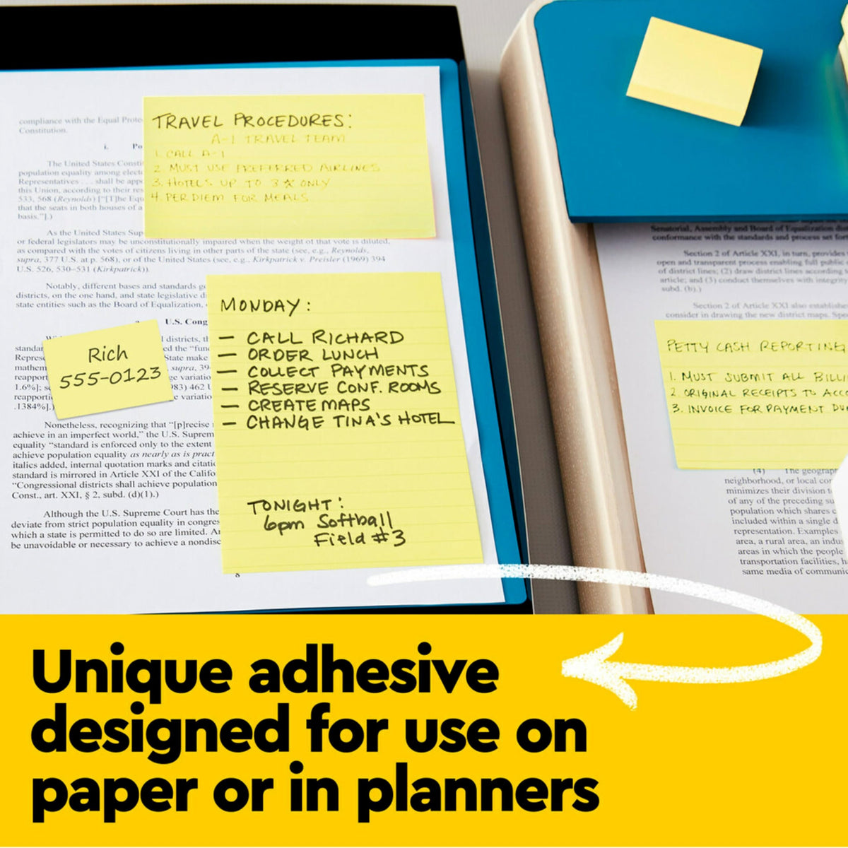 Curat Cart presents Post-it Notes in Canary Yellow, featuring unique adhesive for planners and paper use. Perfect for organization.