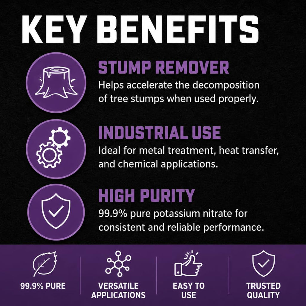 Potassium Nitrate Stump Remover enhances decomposition for effective tree care. Perfect for industrial use. Available at Curat Cart.