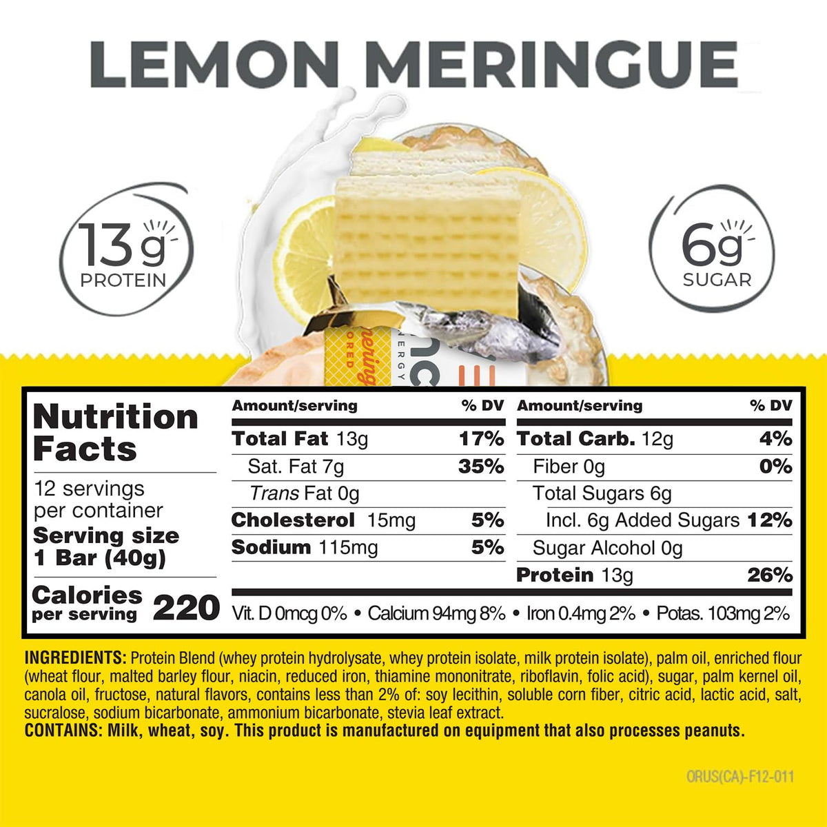 Power Crunch Protein Bars Lemon offers 13g protein and 6g sugar, 100% Authentic and available at Curat Cart in India.