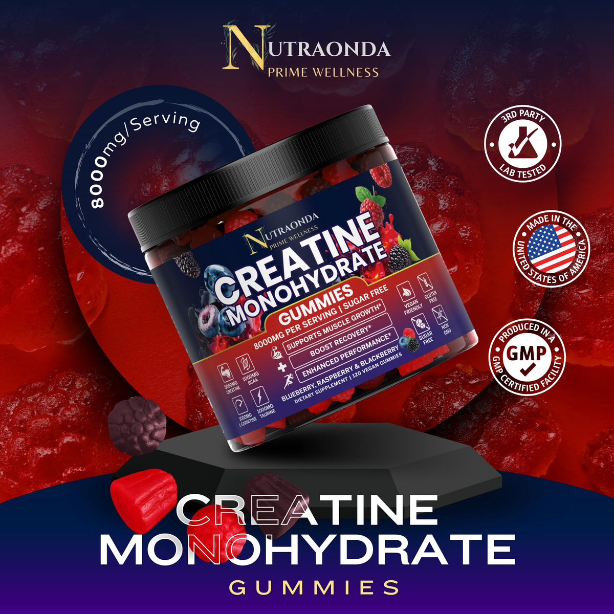 Nutraonda Pre-Workout Gummies for Muscle Growth, 100% Authentic, available in India at Curat Cart. Boost your workout with trusted quality.