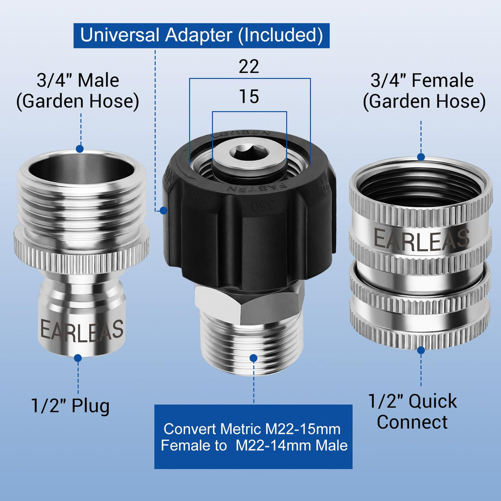 Premium imported Pressure Washer Quick Connect Kit featuring universal adapters for versatile compatibility. Available at Curat Cart.