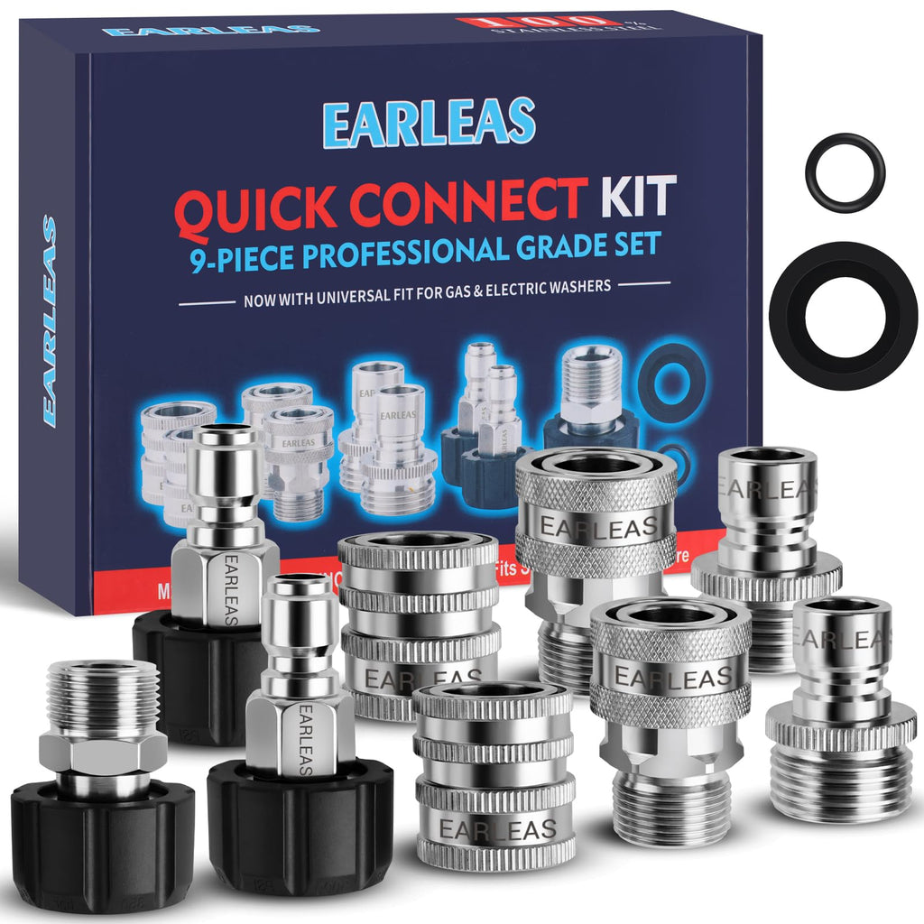Premium imported Pressure Washer Quick Connect Kit offers a 9-piece professional grade set for efficient cleaning. Available at Curat Cart.