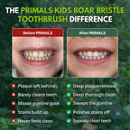 Transform your child's dental hygiene with the PRIMALS Kids Boar Bristle Toothbrush, showcasing deep cleaning benefits. Available at Curat Cart.