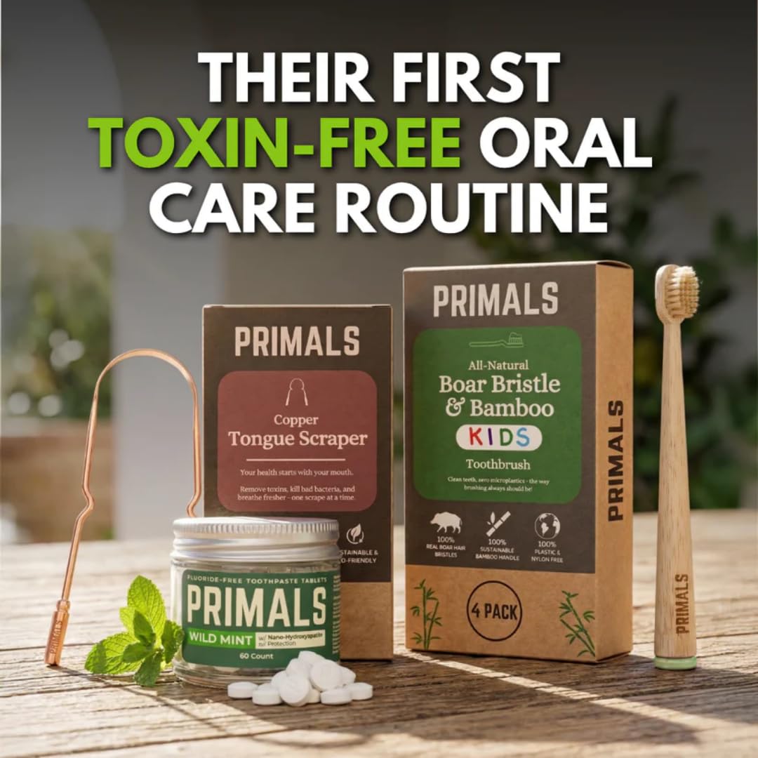 Discover the PRIMALS Kids Boar Bristle Toothbrush, specially curated by Curat Cart for a toxin-free oral care routine.