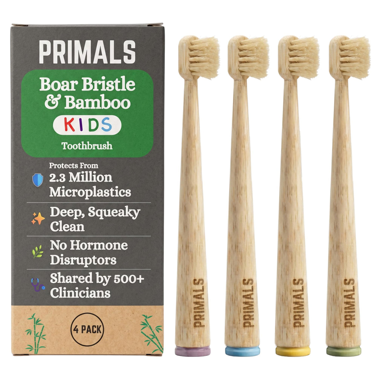 Discover the PRIMALS Kids Boar Bristle Toothbrush, a premium imported choice for squeaky clean teeth. Available at Curat Cart.