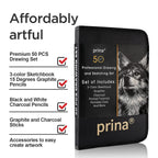 Explore the Prina Drawing Set, featuring premium materials and official packaging, available at Curat Cart for your artistic needs.