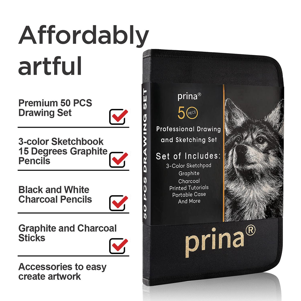 Explore the Prina Drawing Set, featuring premium materials and official packaging, available at Curat Cart for your artistic needs.
