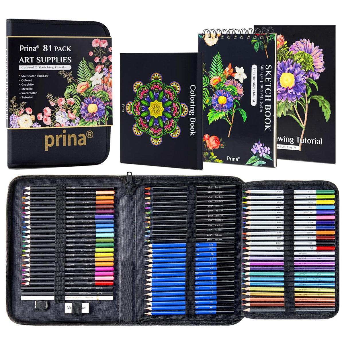 Explore the premium imported PRINA Drawing Set Sketching Kit with 81 art supplies, perfect for artists. Available at Curat Cart.