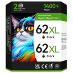 Premium imported HP 62XL Black Ink Cartridge, yields 1400+ pages, available at Curat Cart for professional quality prints.