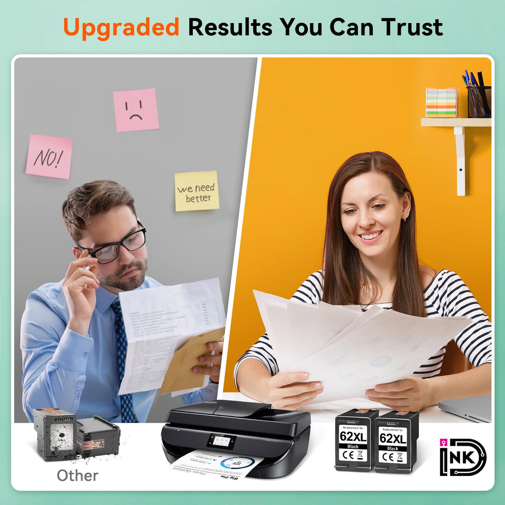Experience upgraded printing results with the HP 62XL Black Ink Cartridge, specially curated by Curat Cart for quality and reliability.