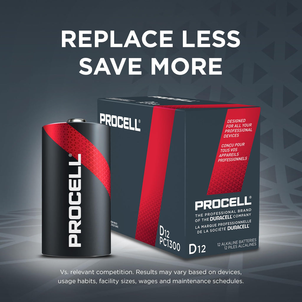 Procell D Cell Alkaline Batteries offer reliable power for professional devices. Perfect for daily use from Curat Cart.