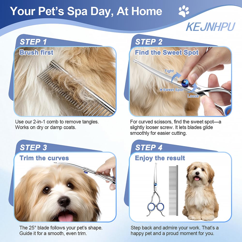 Professional Dog Grooming Scissors guide for easy pet grooming. 100% Authentic, available at Curat Cart in India.