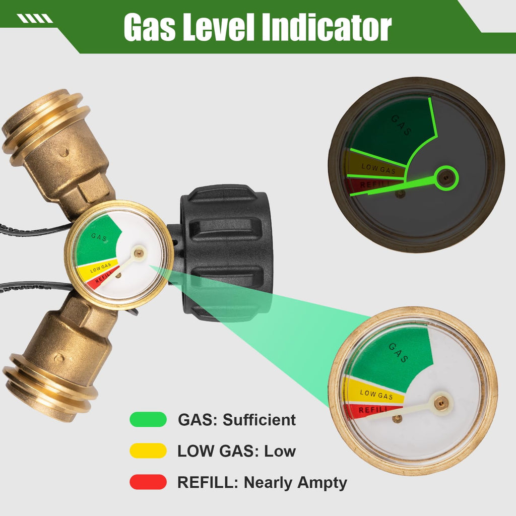 Experience the reliable Propane Tank Splitter with Gauge, specially curated by Curat Cart for precision and safety in gas management.