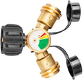 Premium imported propane tank splitter with gauge for safe gas regulation, available at Curat Cart. Enhance your outdoor experience.