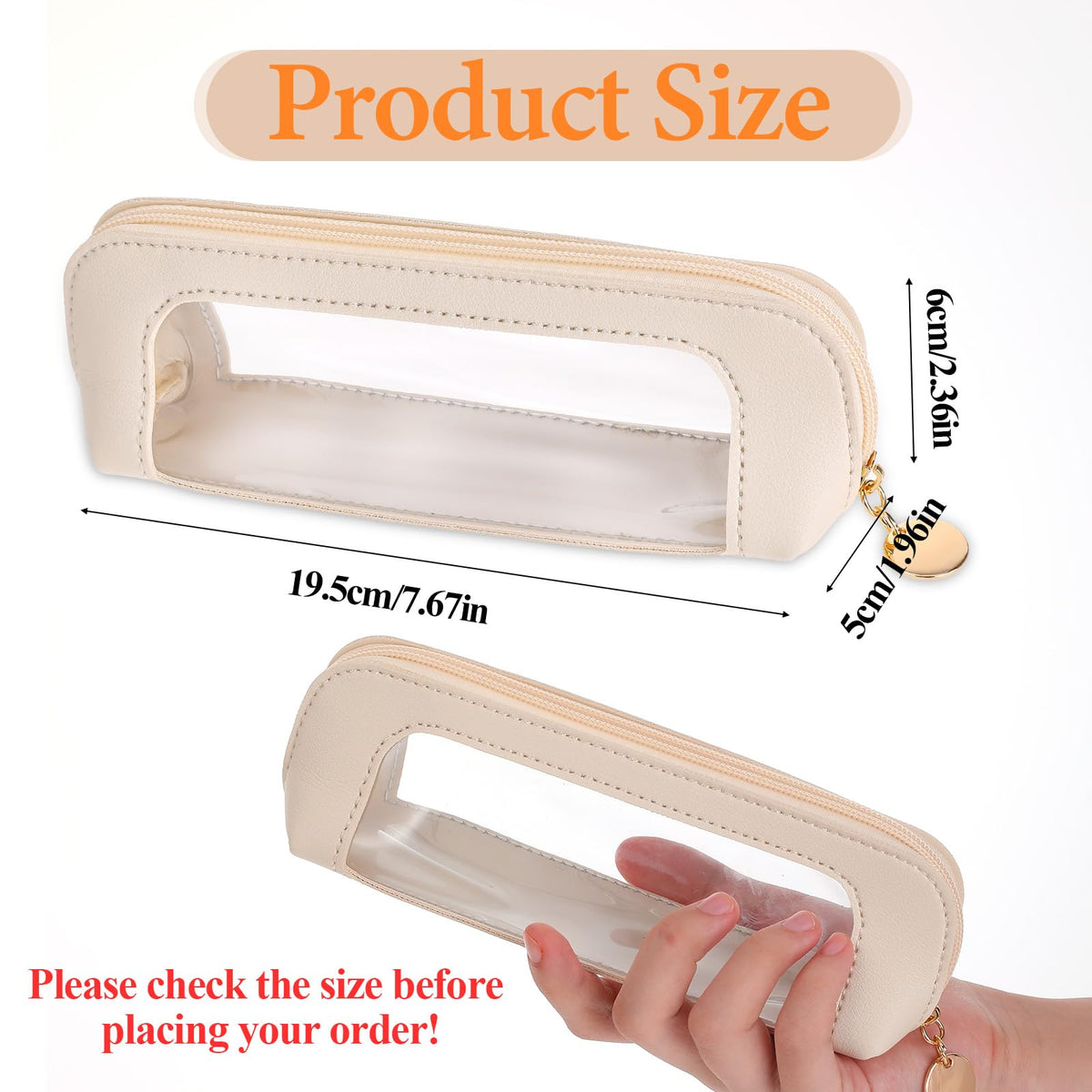 Psyqtsuary small clear makeup bag made of PU leather, ideal for cosmetics. Available online, order today!