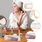 Authentic Psyqtsuary Small Clear Makeup Bag in PU leather, perfect for organizing cosmetics and beauty tools. Compact and stylish.