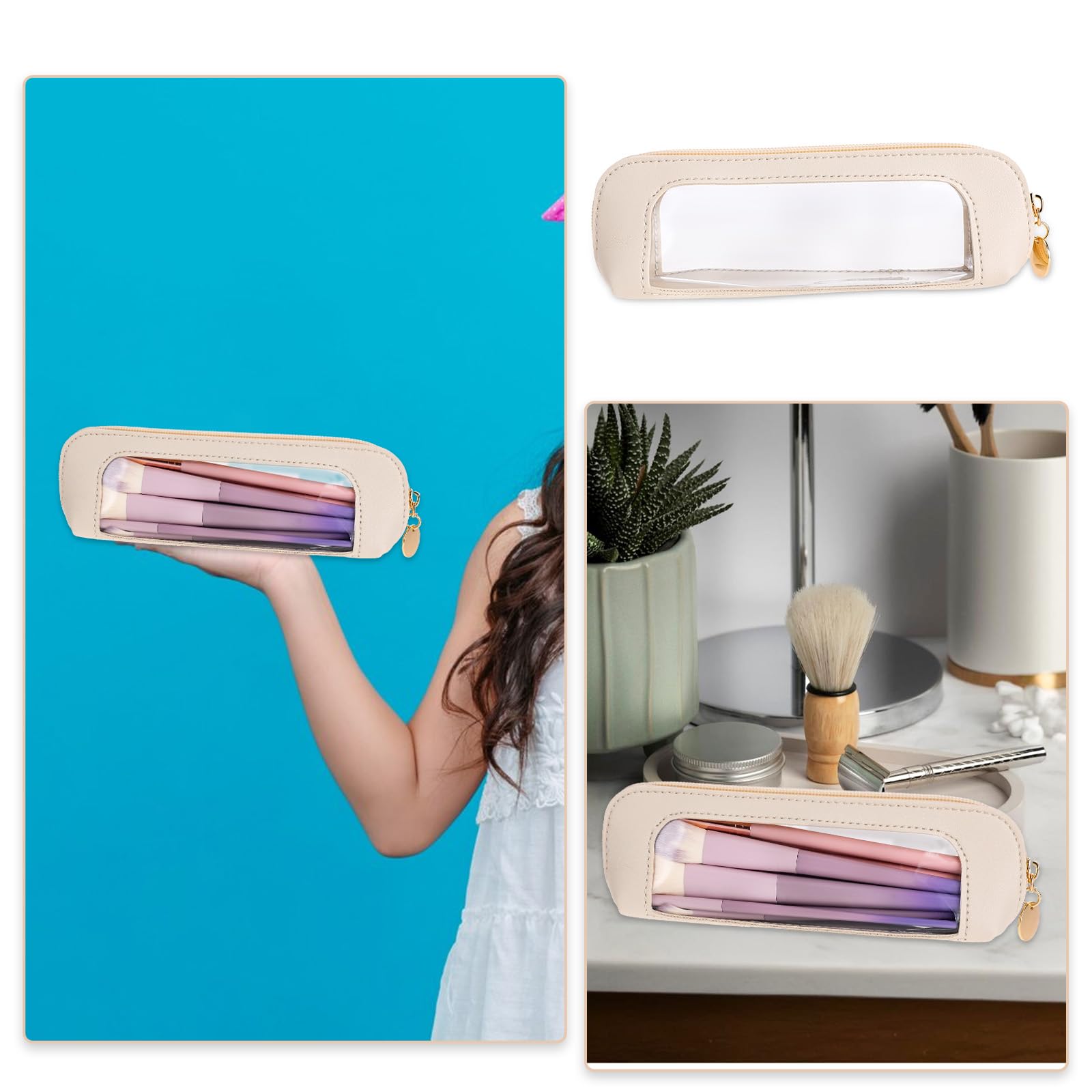 Shop the Psyqtsuary Small Clear Makeup Bag in PU leather. Ideal for organizing cosmetics. Order online today!