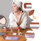 Authentic Psyqtsuary small clear makeup bag in PU leather, ideal for organizing beauty essentials on the go.