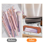 Premium imported small clear makeup bag made of PU leather, perfect for storing brushes and cosmetics stylishly.