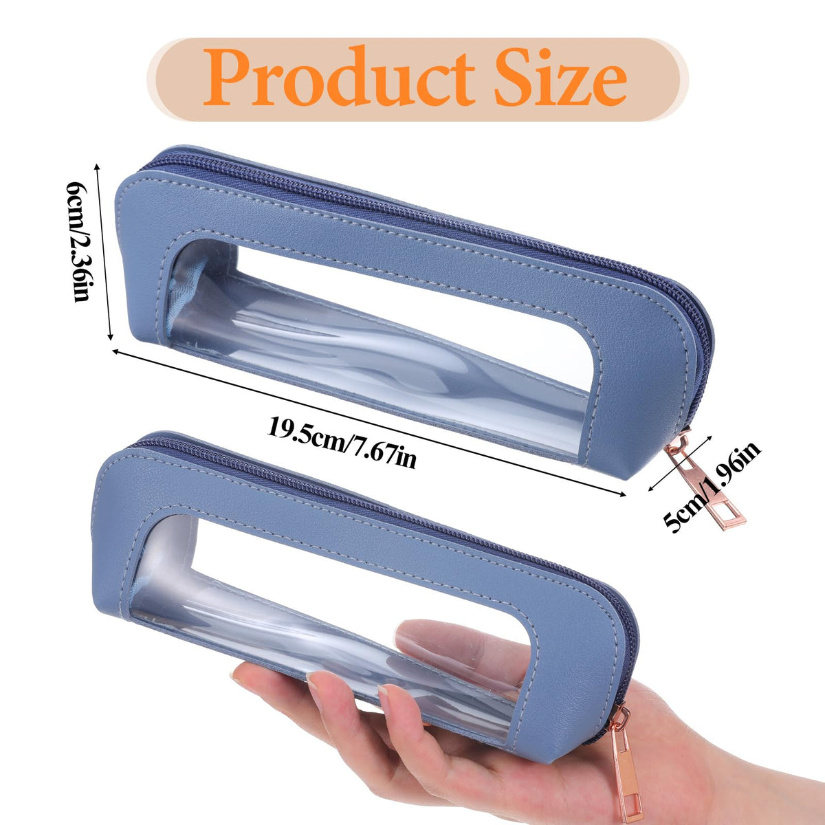 Psyqtsuary small clear makeup bag in PU leather, featuring a stylish design and a transparent window for easy viewing of contents.