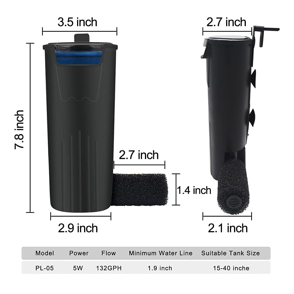 PULACO Aquarium Internal Filter, featuring high-quality design in official packaging, perfect for tanks 15-40 inches. Available at Curat Cart.