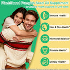 Premium Pumpkin Seed Oil with Saw Palmetto in high-quality packaging for immune, hair, hormonal, prostate, and urinary health. Available at Curat Cart.