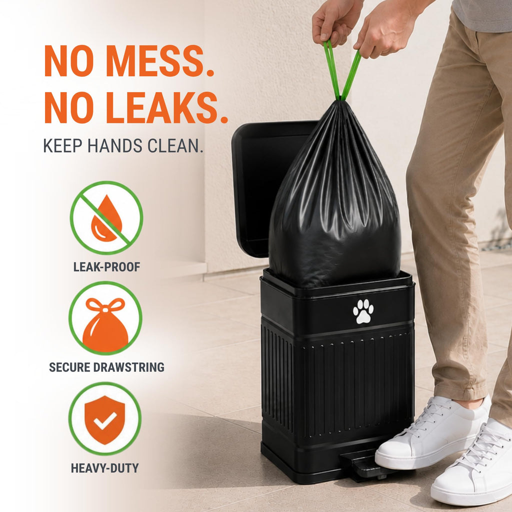 Durable Pupzle Dog Poop Bin Liners in high-quality packaging, ensuring leak-proof and secure drawstring design. Available at Curat Cart.