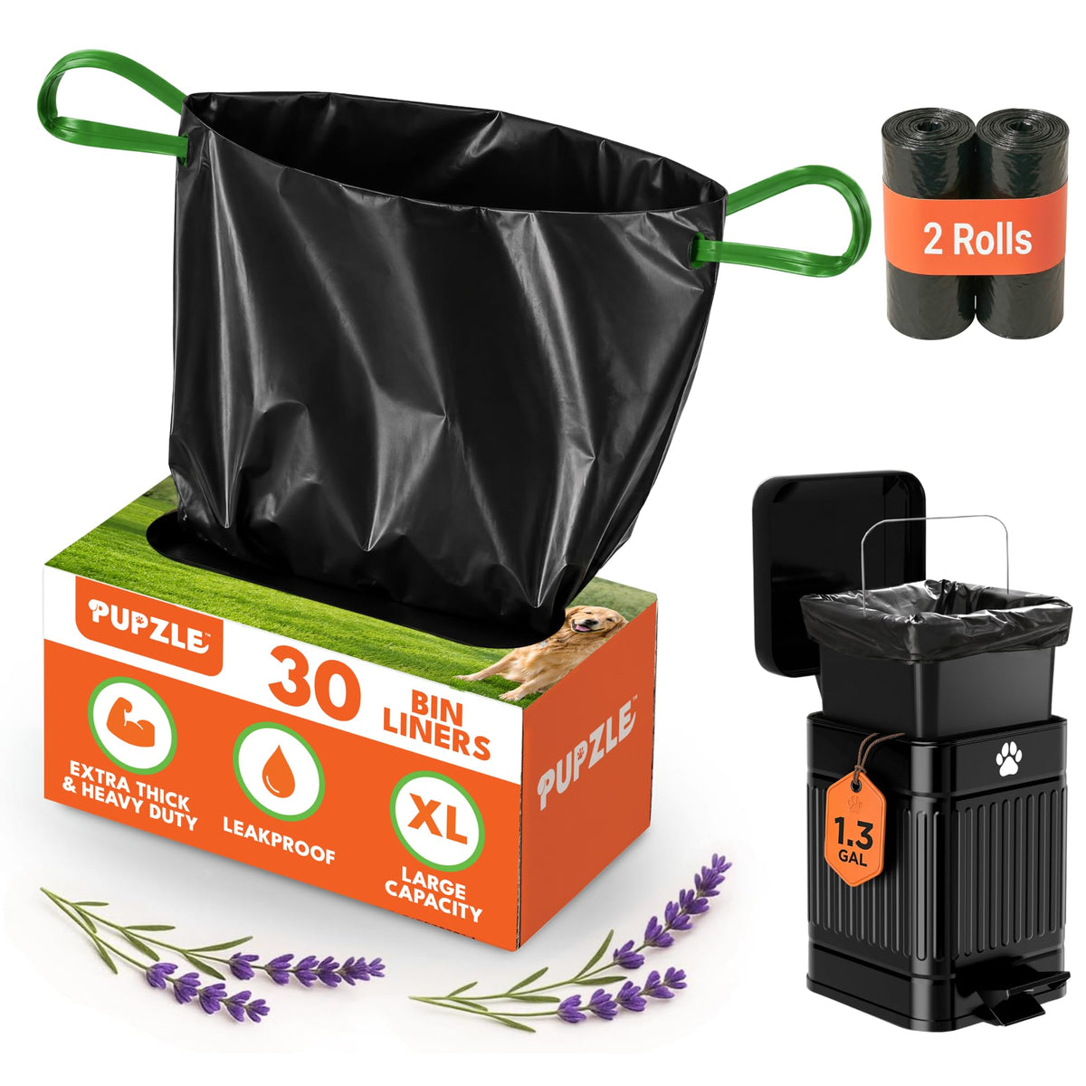 Pupzle Dog Poop Bin Liners offer premium imported quality, featuring extra thick, leakproof liners. Available at Curat Cart.