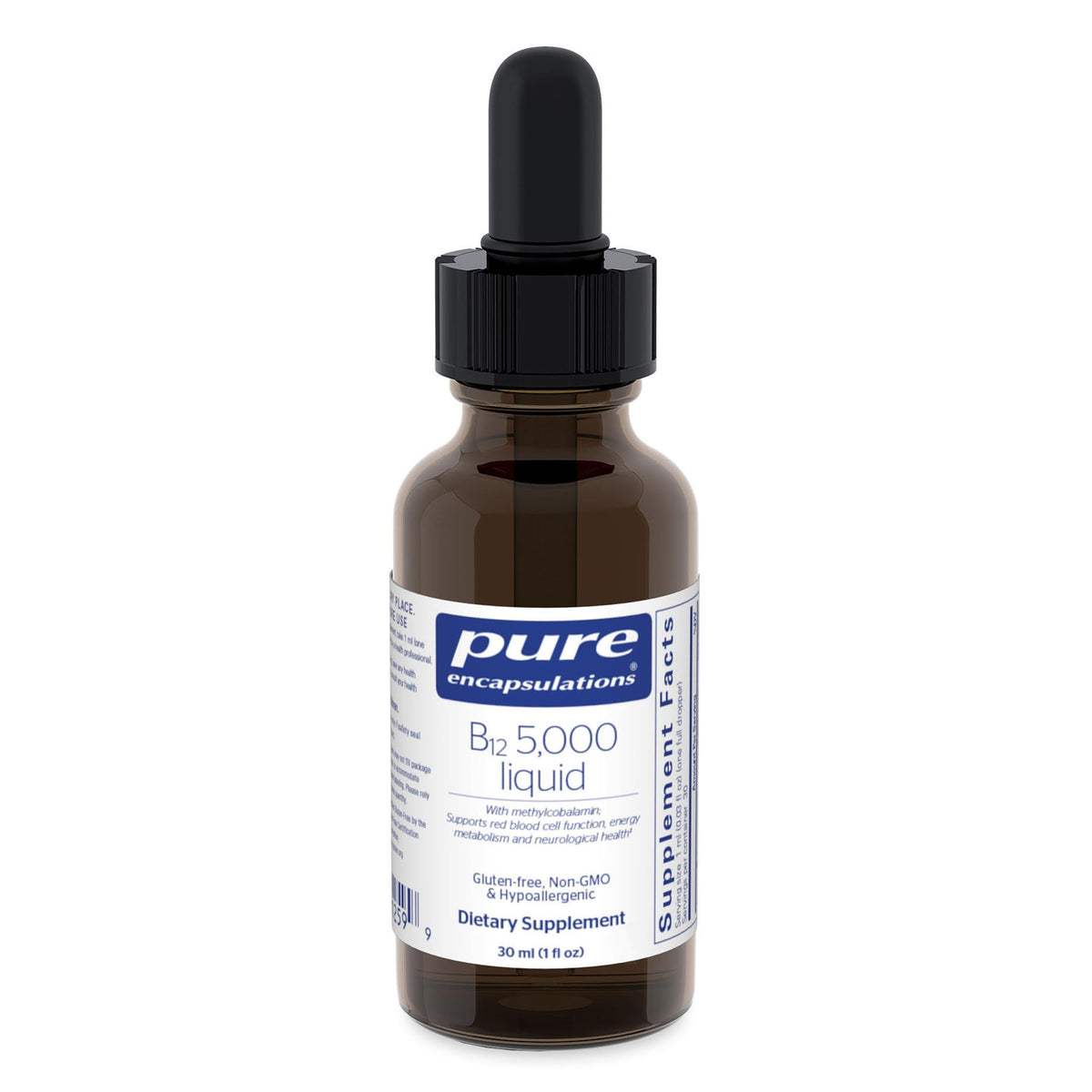Premium imported Pure Encapsulations B12 liquid, a dietary supplement for energy support, available at Curat Cart.