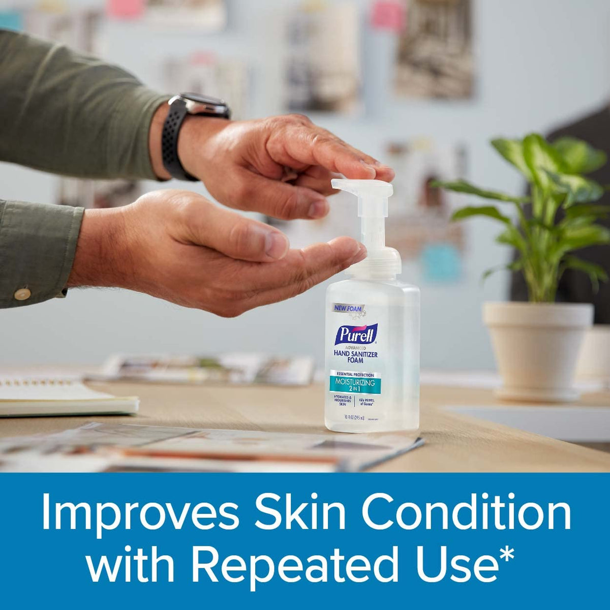 Experience Purell Moisturizing Hand Sanitizer Foam, a premium import that enhances skin condition with repeated use. Available at Curat Cart.